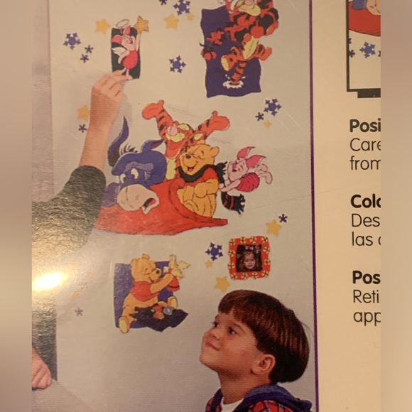 Disney Jumbo Stick Ups Pooh Tigger Sled Winter Disney Wall Decor Vintage 1990's - Picture 13 of 13